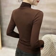 thumbnail image 6 of ClodeEU Womens Turtleneck Long Sleeve Shirts,Ribbed Slim Fit Basic Lightweight Thermal Underwear Tops Coffee,Womens Plus L, 6 of 7