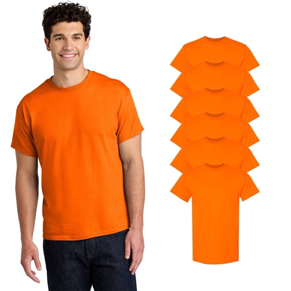Gildan - Hi-Vis Safety Orange, Crew Neck T-Shirts for Arts and Crafts | 5.3oz Work Shirts | Size: L, Pack of 6