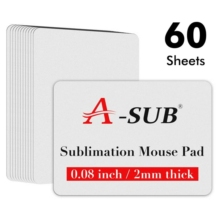 60 Pcs A-SUB Sublimation Mouse Pad Blank for Sublimation Transfer  9.45x7.9x 0.8 White Mouse Pad 24x20x2cm 