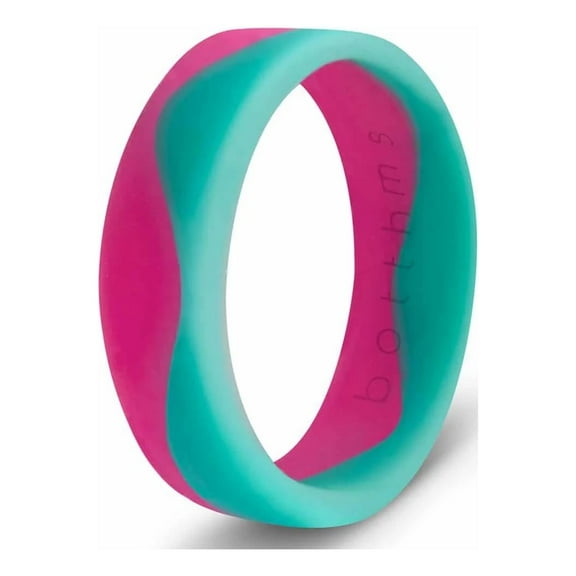 botthms Ladies Pink Teal Flow Silicone Ring