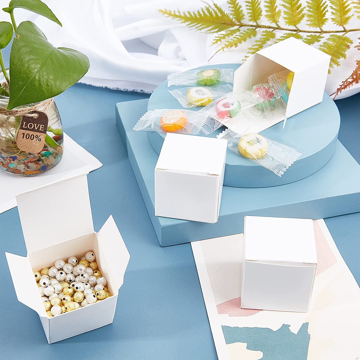 50 Pieces Mini Kraft Paper Box With Window Present Packaging Box Treat Box  For Homemade Soap Treat
