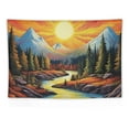 thumbnail image 5 of ONETECH  Sun Mountain Tapestry Trippy Forest Tree Tapestry Vintage Aesthetic Plant Tapestry Magic River Wall Tapestry Nature Landscape Tapestry Wall Hanging for Bedroom, 5 of 7