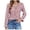 Pink, variant on My Items Shirts for Women Women's Long Sleeve Shirts Women's Lace V Neck Knitted Jacquard Flounce Long Sleeve Blouses M