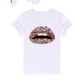 thumbnail image 3 of Lovelywholesale Women's Summer Top Casual O Neck Lip Print White T-shirt, 3 of 3