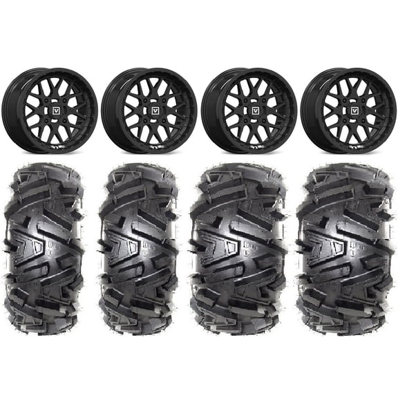 Valor V03 14" Wheels Black 30" Moto MTC Tires Yamaha Viking Wolverine YXZ1000R CFMoto ZForce 950 UForce 1000