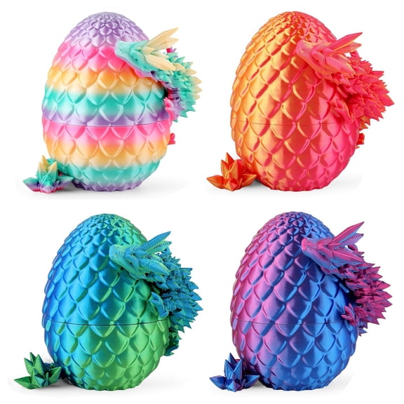 4 pcs 8" 3D Printed Dragon Eggs, Mystery Crystal Dragon Egg for Easter Basket Stuffers, Unique Easter Toys & Decor, Fantasy Tabletop Decor for Kids & Collectors