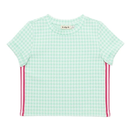 

KIDPIK Girls Short Sleeve Houndstooth Crop Top Size: 2T - XXL (16)