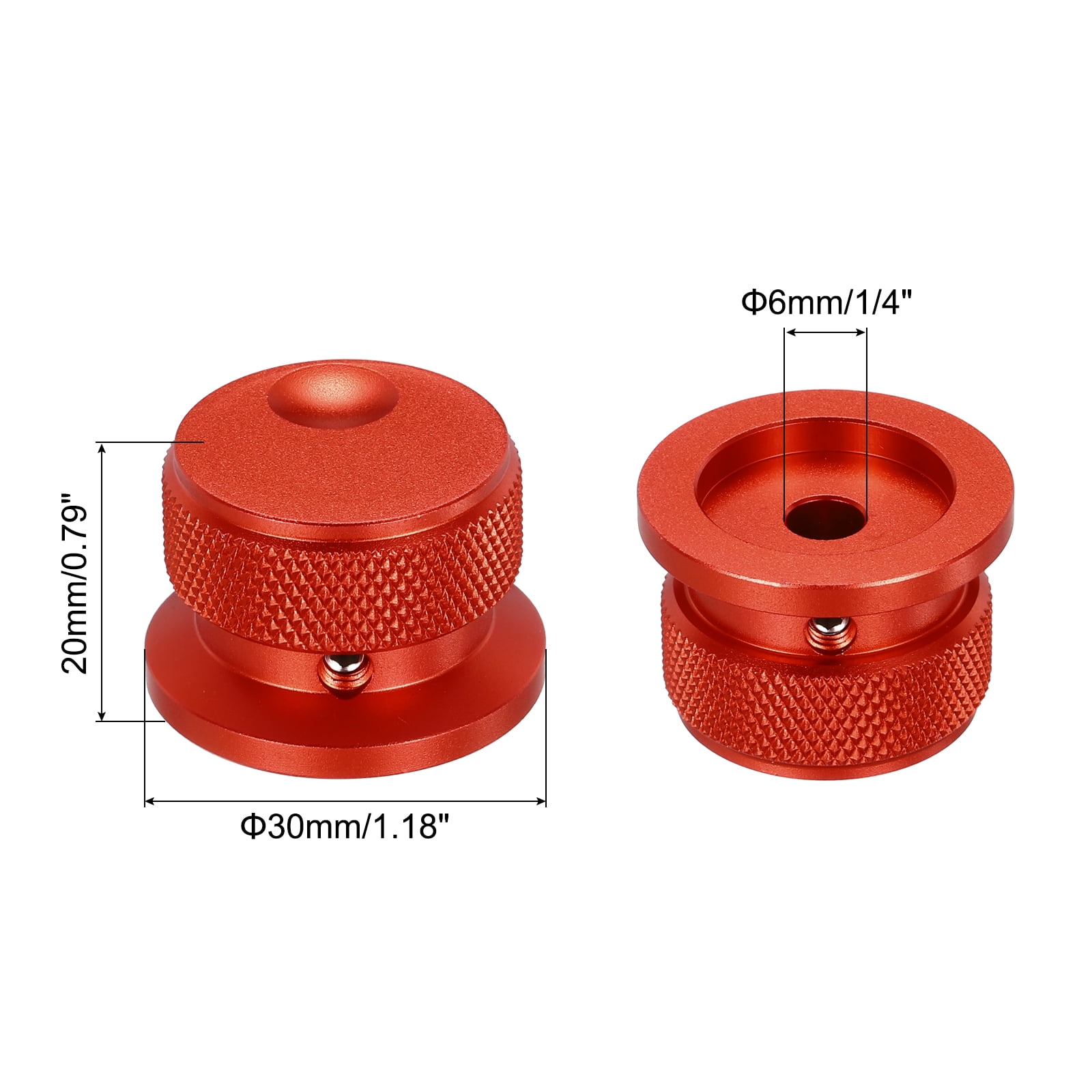 2 Pcs Aluminium Potentiometer Knobs, 1/4" (6mm) Universal Volume Tone Control Knobs with Oval Groove Indicator, 4/5" Red(30x20mm)