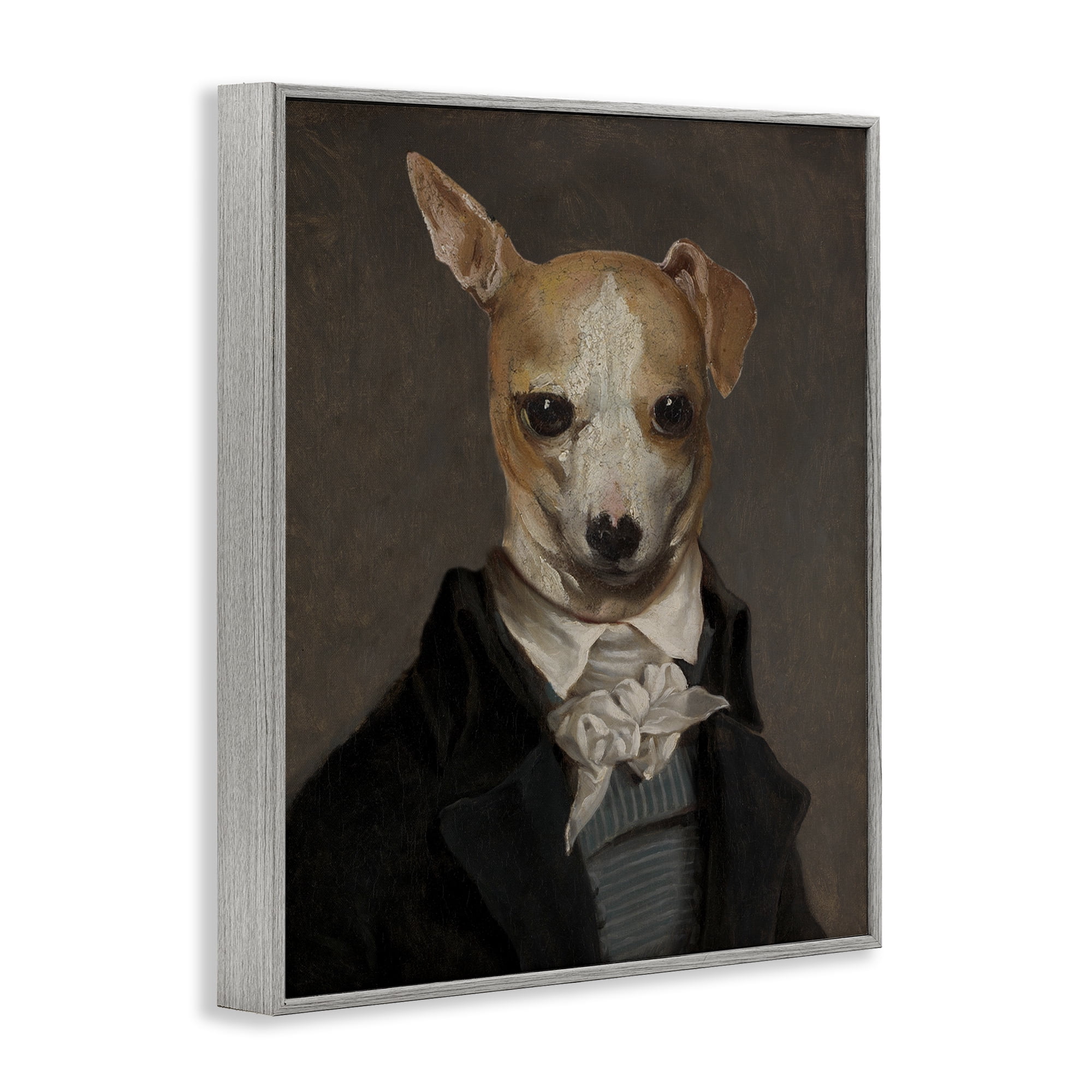 Stupell Industries Classic Portrait Chihuahua Animals & Insects Painting Gray Framed Art Print Wall Art, 11 x 14