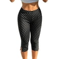 thumbnail image 2 of Karymi Jean Shorts Womens Dot Print High Waist Split Hem Capri Leggings, Stretch Slim Fit Knee Length Cropped Yoga Pants, Seamless Bodycon Athletic Trousers Jeans for Women, 2 of 7