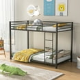 thumbnail image 2 of Topbuy Metal Bunk Bed Twin over Twin Low-Profile Bunk Bed Frame with Full Length Guardrail & Ladder Space-saving Twin Size Bed Black, 2 of 7