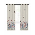 thumbnail image 7 of Beige Spring Floral Butterfly Blackout Curtains for Bedroom, Farmhouse Flowers Botanical Thermal Insulated Kitchen Drapes with Grommets, Light Blocking Window Treatment, 2 Panels 42" x 63", 7 of 7
