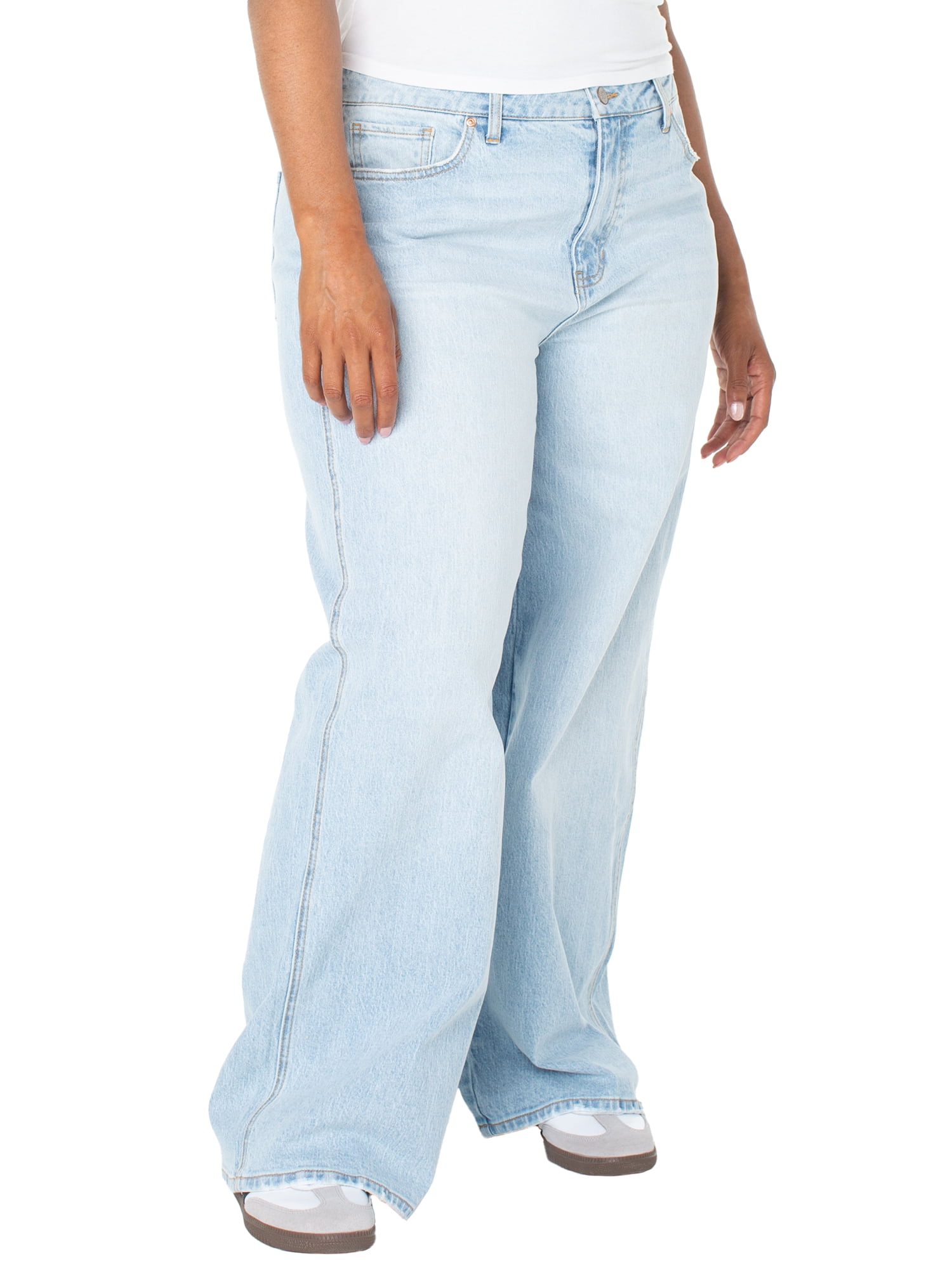 Celebrity Pink Women's and Women's Plus Baggy Wide Leg Jeans, Available in Regular, Short, Long Inseams, Sizes 1-24W