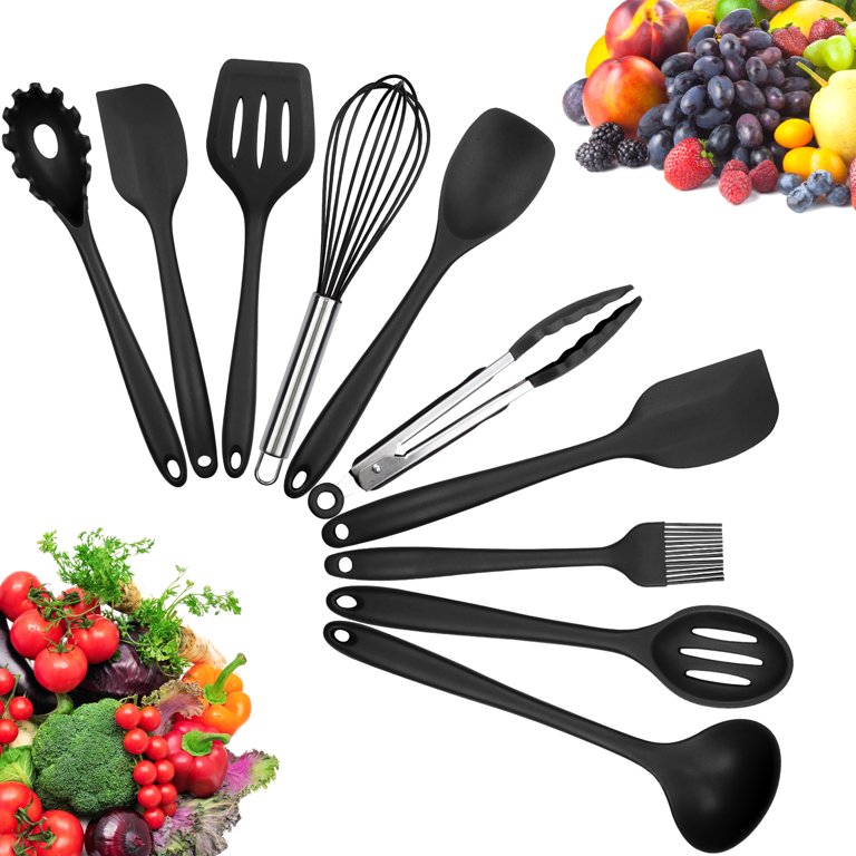 Best Modern 10-piece-silicon-kitchen-cooking-utensils-set-Black