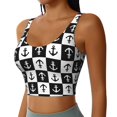 thumbnail image 2 of Daiia Nautical Anchors1 Printed Women's Sports Bra, Breathable Activewear Bra with U-Back Design and Removable Pads, Comfortable and Supportive for Yoga, Workout-Small, 2 of 8
