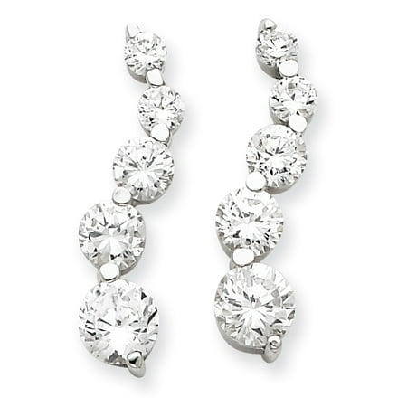 - Sterling Silver CZ Journey Earrings 1.8grams (L 26mm W 7mm)Polished | Post | Sterling silver | CZ | Rhodium-plated