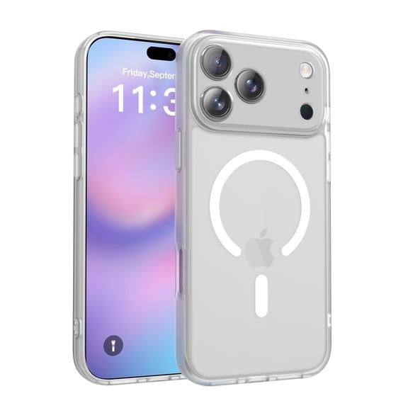 iPhone 17 Pro case semi Transparent Shockproof and Fingerprint Resistant Protective case with Glass Screen Protector (frosted transparent, iPhone 17 Pro )
