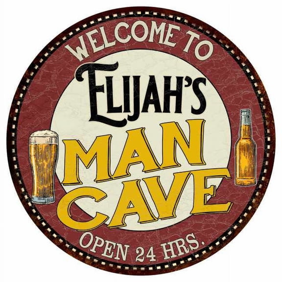 Elijah's Man Cave 14" Round Metal Sign Kitchen Bar Wall Decor 100140035278