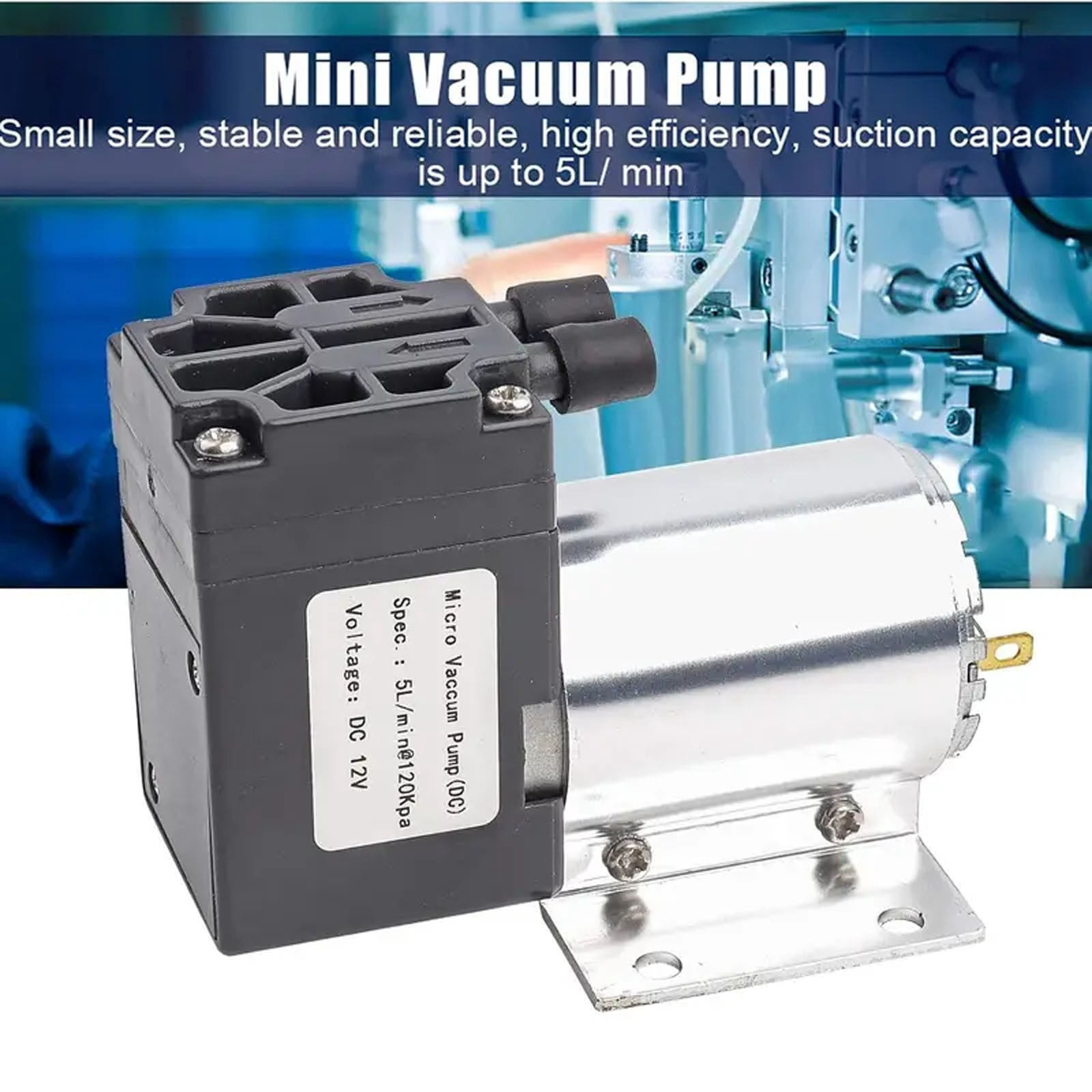 Clearance Electrical Tools under $10,12V 120kpa Vacuum Pump Negative Pressure Suction Pumping With Holder Low Noise For Analysis Sampling Other Fields