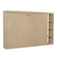 thumbnail image 5 of Euroco Wood Full Size Murphy Bed, Wall Bed with Shelves and Cabinet, Convertibe into Cabinet for Bedroom, Natural, 5 of 15