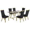 thumbnail image 1 of 7pc. 68" x 40" Glass Dining Set with 6 Chairs and Gold Stainless Steel, 1 of 4