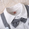 thumbnail image 3 of HCNTES Baby Boys Formal Suit Gentleman Set Short Sleeve Romper Suspenders Shorts Pants Bowtie Wedding Tuxedo Outfits, 3 of 7