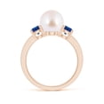 thumbnail image 2 of ANGARA Japanese Akoya Cultured Pearl & Blue Sapphire Engagement Ring in 14K Rose Gold for Women | June Birthstone, Birthday, Anniversary, Jewelry Gift for Women | Pearl Ring, 2 of 8