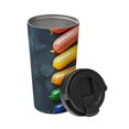 thumbnail image 2 of Zufioo Rainbow Sausages On Dark Slate Print Portable Insulated Coffee Cup, Stainless Steel Vacuum Cup with Lid, Leak-proof, Unisex, Suitable for Car, Cafe, Office, 2 of 8