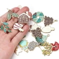 thumbnail image 3 of Árbol de Navidad esmaltado de 6 piezas, conos de pino rojo, dijes de Casa de Navidad para collares, pulseras, pendientes, fabricación de joyas DIY, decoración de Navidad, 3 of 4