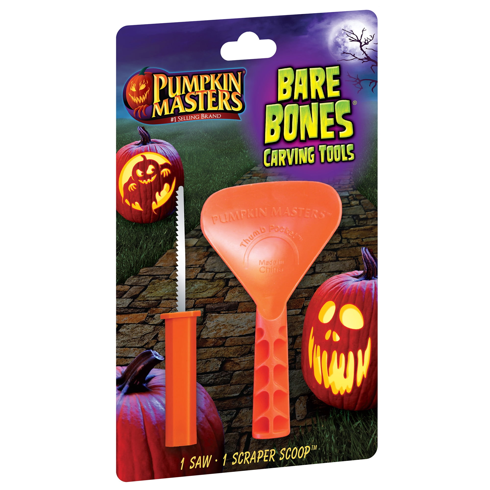 Pumpkin Masters Plastic Bare Bones Pumpkin Carving Tool Kit, 2 Pieces (Orange)