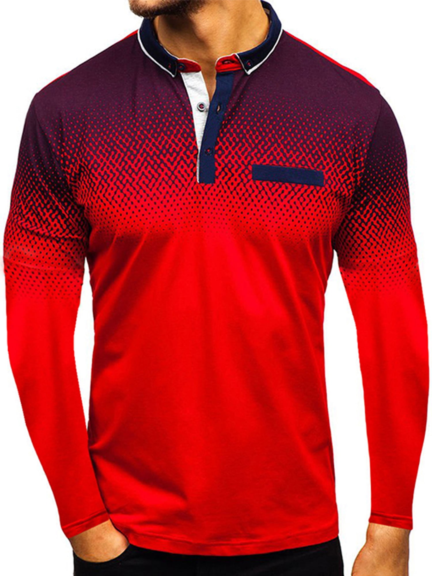 Men's Polo Shirt Golf Sports Long Sleeve T Shirt Jersey Casual Long