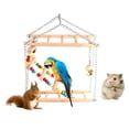 thumbnail image 1 of Flmtop Suspension Climbing Swing Bird Parrot Squirrel Bite Beads Bell Toy Cage Decor Wood, 1 of 8