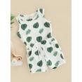 thumbnail image 3 of Children 2pcs Clothes Suit Baby Summer Shorts Set Tracksuit Casual Leaf Print Sleeveless Tops+Trousers Newborn Outfit, 3 of 8