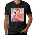 thumbnail image 2 of Wuche Pink flamingo, shirt design art display, T-shirt children's gift casual breathable men, women, boys and girls Black, 2 of 4