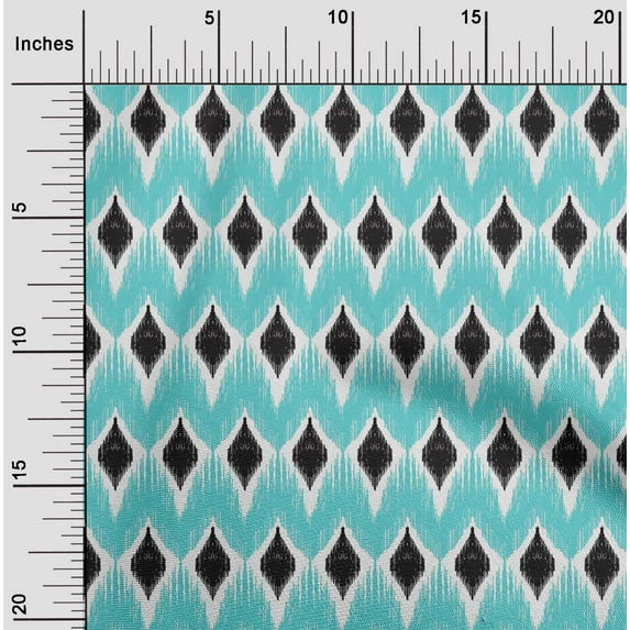 oneOone Cotton Cambric Fabric Geometric Ikat Printed Craft Fabric BTY 56 Inch Wide