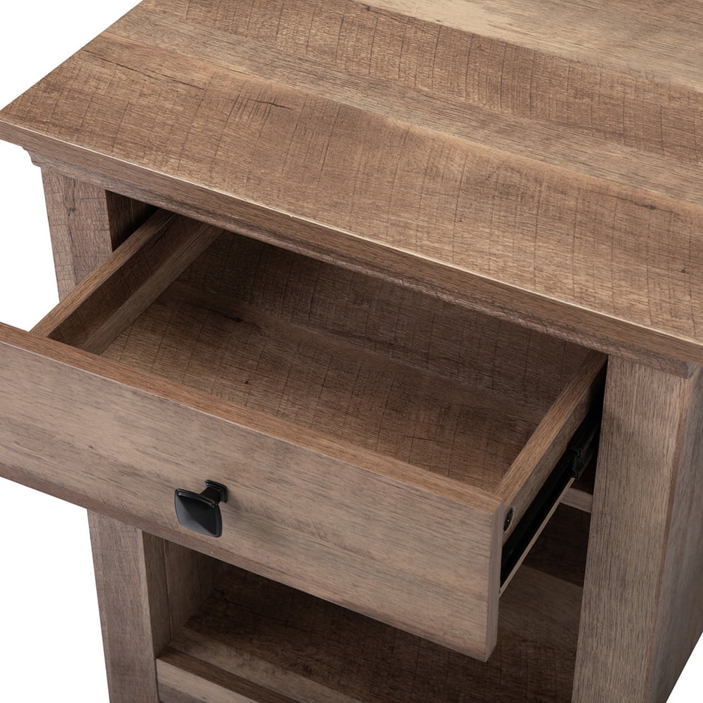 Kepooman Farmhouse Bedside Table for Bedroom, 1 Drawer End Table for Home Office, Light Brown Night Stand for College Dorm Kepooman Farmhouse Bedside Table for Bedroom, 1 Drawer End Table for Home Office, Light Brown Night Stand for College Dorm