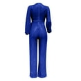 thumbnail image 5 of RYRJJ Women's Sparkly Jumpsuits Party Clubwear Sequins Rompers One-Piece Deep V Neck Long Sleeve Wide Leg Pants with Belt(Blue,3XL), 5 of 5