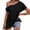 Black, variant on Tittly T Shirts for Women Tshirts Shirts Women's Short Sleeve Asymmetrical Solid Color Off The Shoulder T Shirt Top Going Out Tops Crop Tops Black L