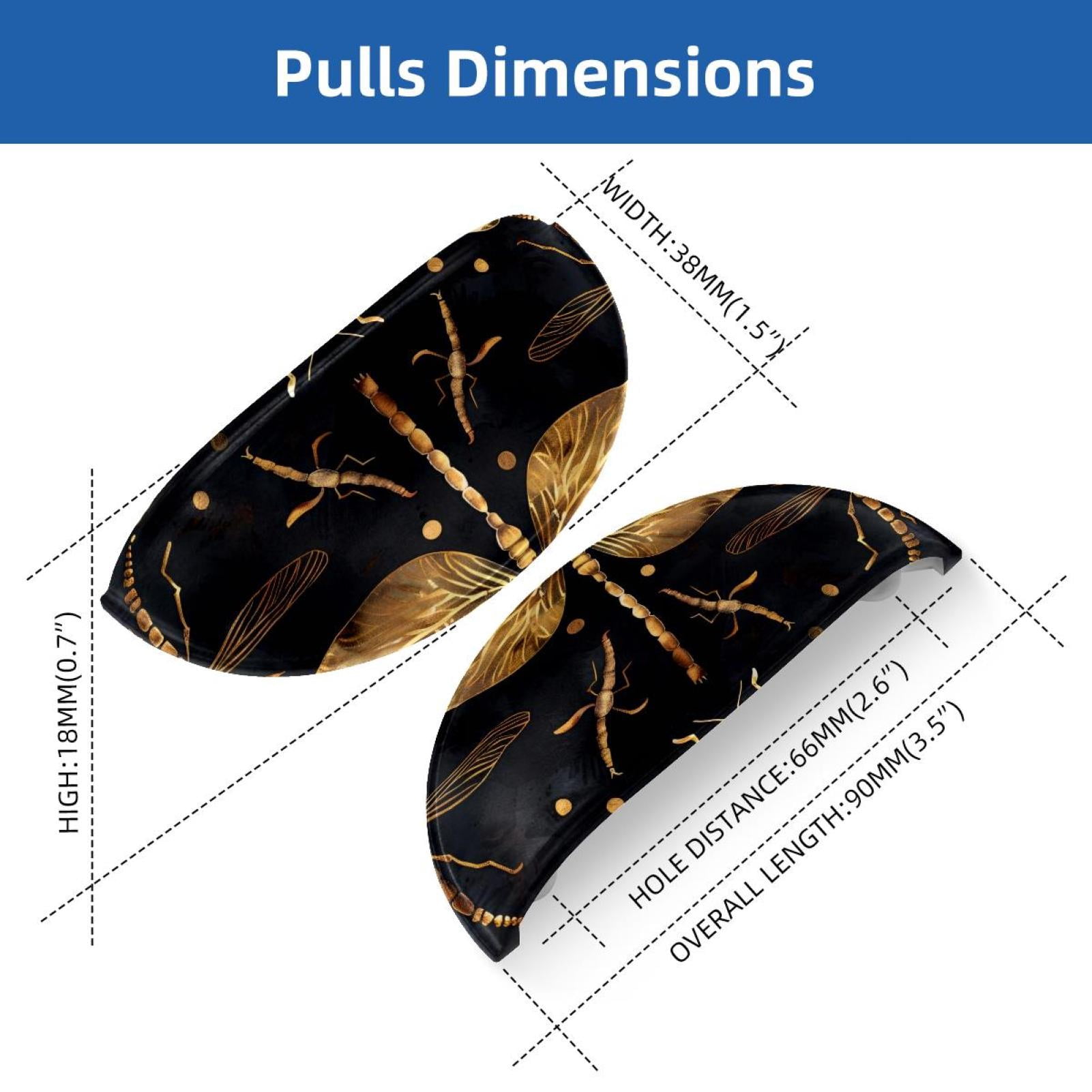PhooArto 6 Pcs Cup Drawer Pulls, Dragonfly Golden Pattern Shell Shape Handles Cabinet Knobs for Dresser Cupboard Closet Wardrobe with Screws