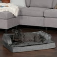 thumbnail image 6 of FurHaven Pet Products Plush & Velvet Comfy Couch Orthopedic Sofa-Style Pet Bed for Dogs & Cats - Dark Gray, Medium, 6 of 12
