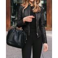 thumbnail image 6 of ZOELNIC Women's Faux Leather Jacket Stand Collar Zip-Up Short Coat for Business Casual Outwear, S, 6 of 11