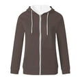 thumbnail image 2 of Womens Casual Jackets with Two Pockets FashionableLightweight Spring Fall Long Sleeve Solid Color Hoodie Trendy Sports Zipper Relaxed Athletic Jacket for Running Hiking, 2 of 4