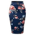 thumbnail image 1 of MixMatchy Women's Stretch Knee Length Midi Bodycon Flower Print Pencil Skirt, 1 of 5