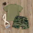 thumbnail image 3 of Bagilaanoe 2pcs Toddler Baby Boy Shorts Set Short Sleeve Letter Print T Shirt Tops + Camouflage Shorts 3M 6M 12M 18M 24M 3T 4T 5T Kids Casual Summer Clothes, 3 of 8