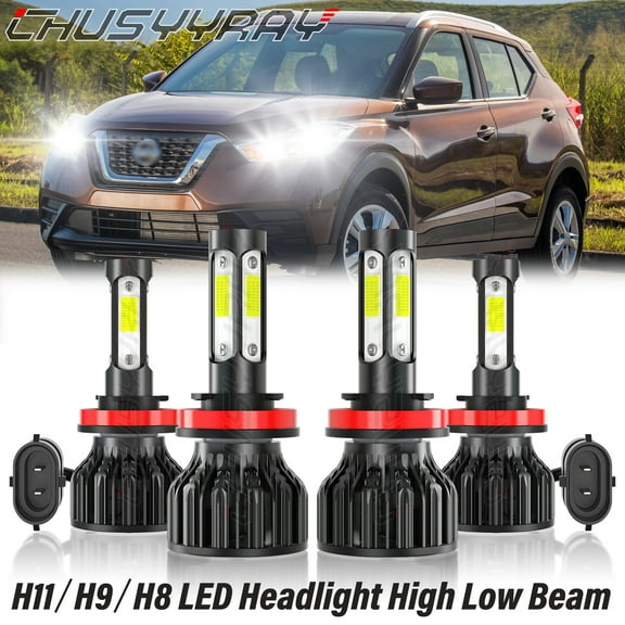 For Nissan Kicks 2017-2020 LED Headlight Bulbs High Low Beam Combo Kit 6000K Pure White 4x
