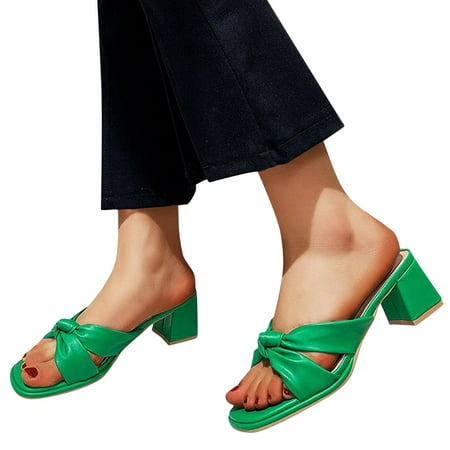 

ãYilirongyummã Green 37 Sandals Women Sandals For Women Ladies Heel High Heel Bownot Casual Shoes