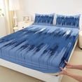 thumbnail image 3 of jejeloiu Blue Oil Painting Full Size Sheets,Batik Art Bed Sheets,Retro Minimalist Style Sheet Sets For Boys,Ultra Soft Home Decor,4-Piece, 3 of 7