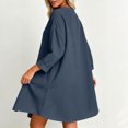 thumbnail image 7 of Bosfbaoi Linen Dresses for Women V Notch Neck 3/4 Roll Sleeve Loose A‑Line Short Dress with Side Pockets, 7 of 7