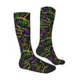 thumbnail image 3 of Daiia Sports Socks Neon Mardi Gras Printed Novelty Crew Socks for Men Women Knee High Socks Cotton Socks Soft & Breathable Support Unisex Socks, 3 of 9