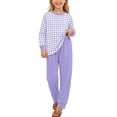 thumbnail image 3 of Lovzfmll Loungewear Set for Boys & Girls, Plaid Long Sleeve Top & Joggers, Cozy Sleep Set for Toddler, 1-2 Years, 3 of 7